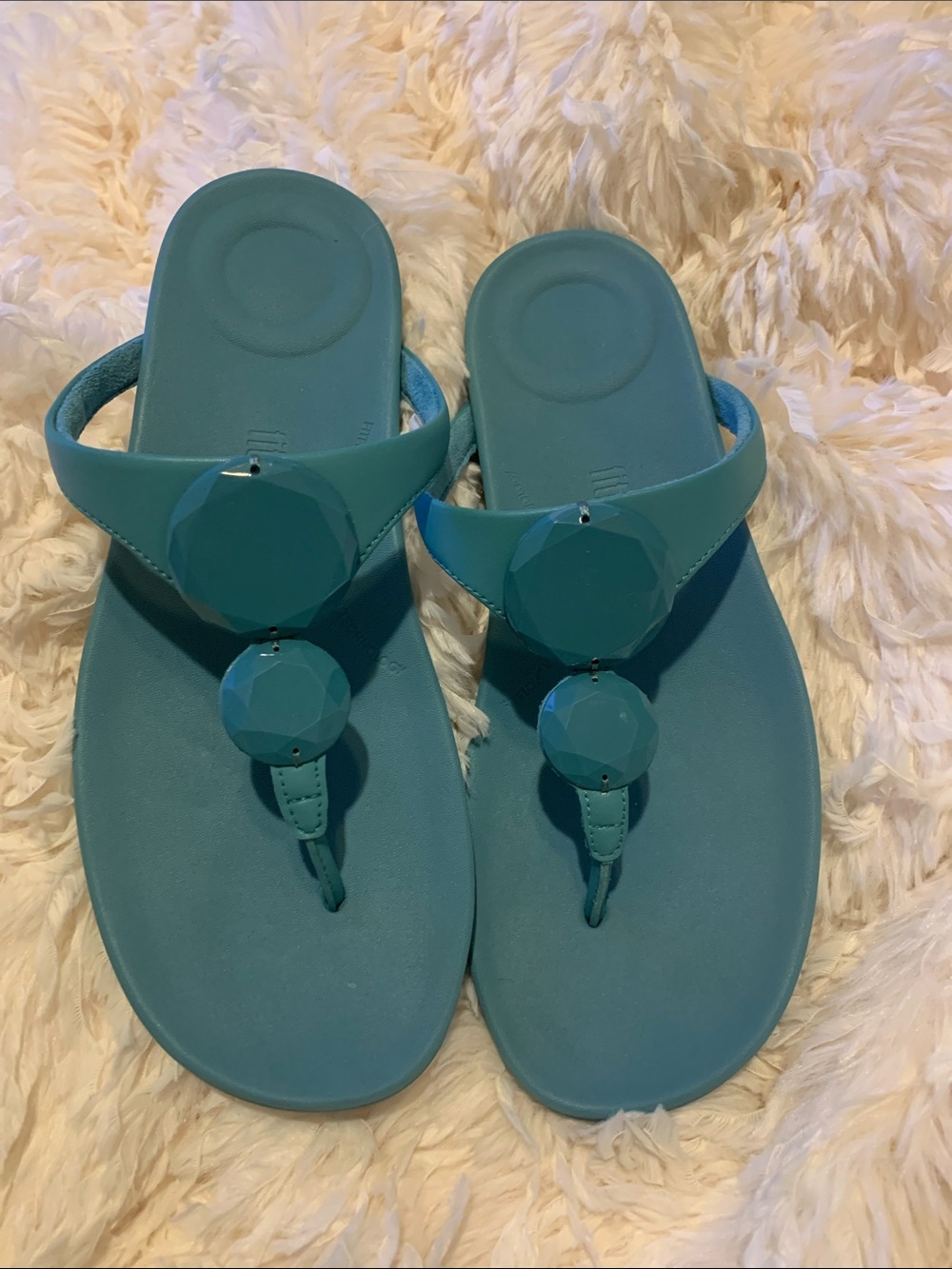 Fitflop Teal Decorative-Bubble Thong Sandals